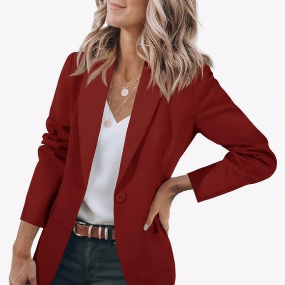 Burgandy Cicy Bell Casual Women’s Blazer for Office or Date Night - Picture 1 of 9